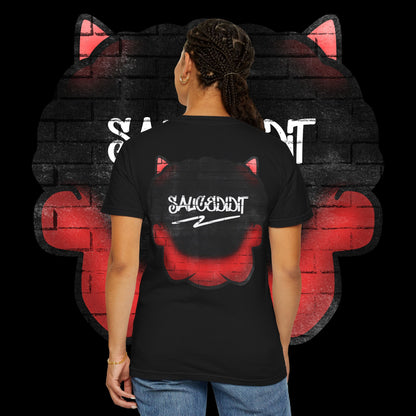 Devil Grin T-Shirt — Retro Graffiti Streetwear with 'SAVEDBYDT' Back Logo