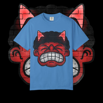 Devil Grin T-Shirt — Retro Graffiti Streetwear with 'SAVEDBYDT' Back Logo