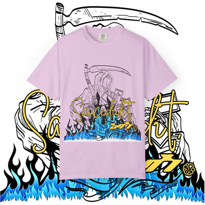 Grim Reaper Flames T-Shirt — "Sacred It" Graphic Tee