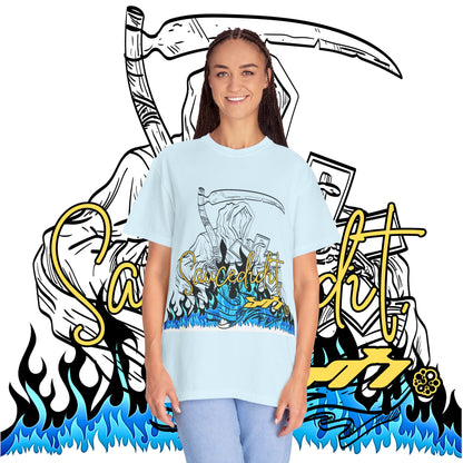 Grim Reaper Flames T-Shirt — "Sacred It" Graphic Tee