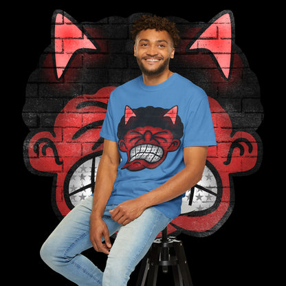 Devil Grin T-Shirt — Retro Graffiti Streetwear with 'SAVEDBYDT' Back Logo