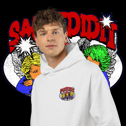 Sauced It Retro Pop Art Hoodie — 'Sauced It' Embroidered Graphic Pullover