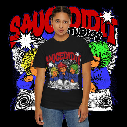 Saucedidit Cartoon Trio Graphic T-Shirt