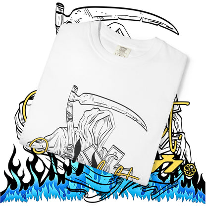 Grim Reaper Flames T-Shirt — "Sacred It" Graphic Tee