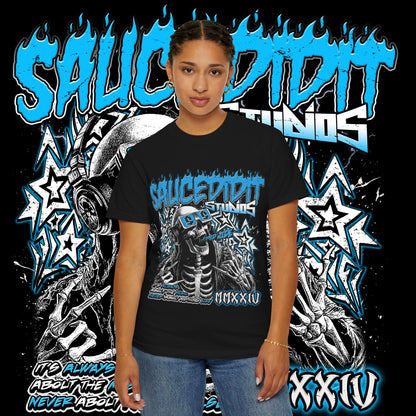 Sauced Out Skeleton Tee — "Don't Talk Too Much" Streetwear T-Shirt