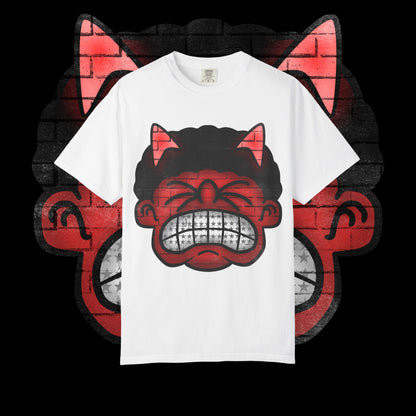 Devil Grin T-Shirt — Retro Graffiti Streetwear with 'SAVEDBYDT' Back Logo