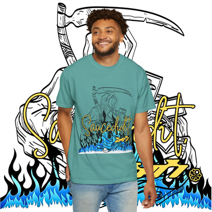 Grim Reaper Flames T-Shirt — "Sacred It" Graphic Tee