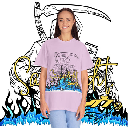 Grim Reaper Flames T-Shirt — "Sacred It" Graphic Tee