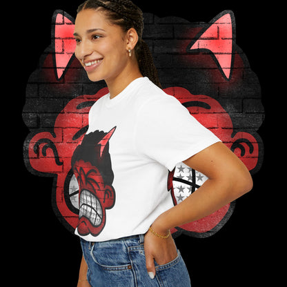Devil Grin T-Shirt — Retro Graffiti Streetwear with 'SAVEDBYDT' Back Logo
