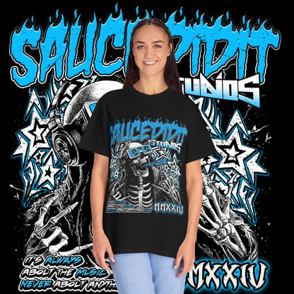 Sauced Out Skeleton Tee — "Don't Talk Too Much" Streetwear T-Shirt