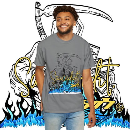 Grim Reaper Flames T-Shirt — "Sacred It" Graphic Tee