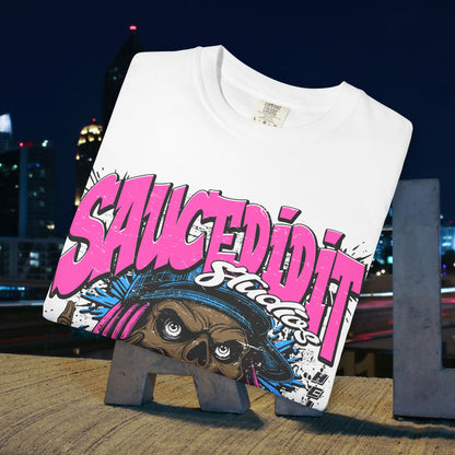 Graphic T-Shirt — "Saucedidit" Skull Design | Born Broke Die Rich Streetwear