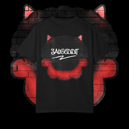 Devil Grin T-Shirt — Retro Graffiti Streetwear with 'SAVEDBYDT' Back Logo