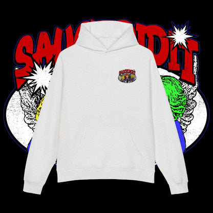 Sauced It Retro Pop Art Hoodie — 'Sauced It' Embroidered Graphic Pullover