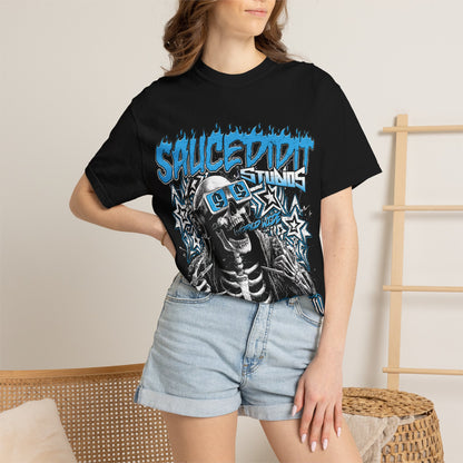 Sauced Out Skeleton Tee — "Don't Talk Too Much" Streetwear T-Shirt