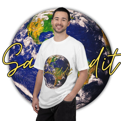 Earth Graphic T‑Shirt — 'Saucedidit' Script Planet Tee