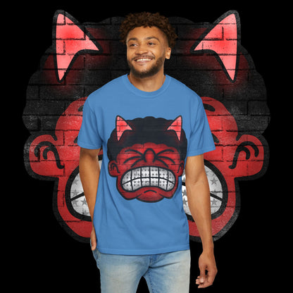 Devil Grin T-Shirt — Retro Graffiti Streetwear with 'SAVEDBYDT' Back Logo