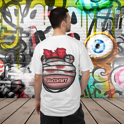 Graffiti Bandage Bear T-Shirt — 'SaucedIt' Streetwear Graphic Tee