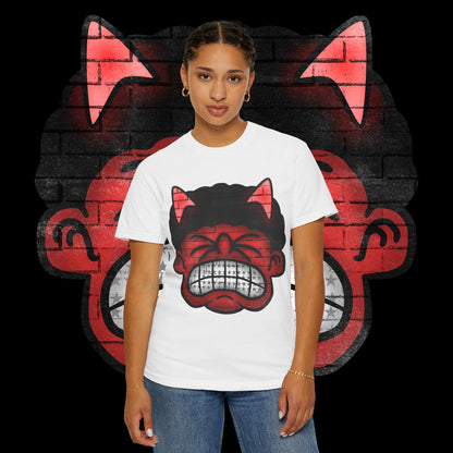 Devil Grin T-Shirt — Retro Graffiti Streetwear with 'SAVEDBYDT' Back Logo