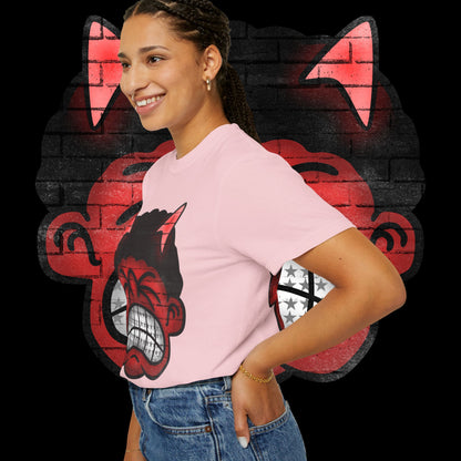 Devil Grin T-Shirt — Retro Graffiti Streetwear with 'SAVEDBYDT' Back Logo