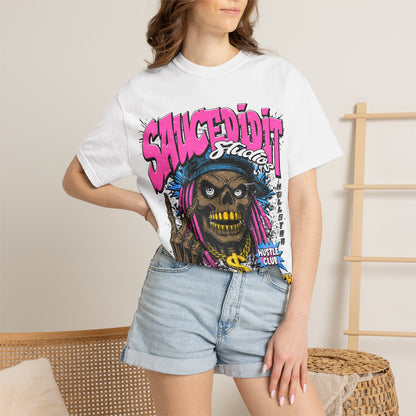 Graphic T-Shirt — "Saucedidit" Skull Design | Born Broke Die Rich Streetwear